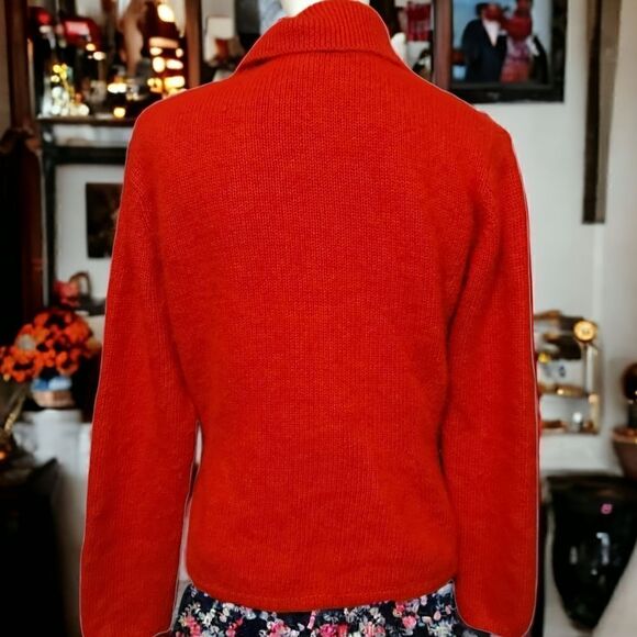 Neiman Marcus VTG Red Angora Sweater Cardigan Size M - Picture 3 of 11
